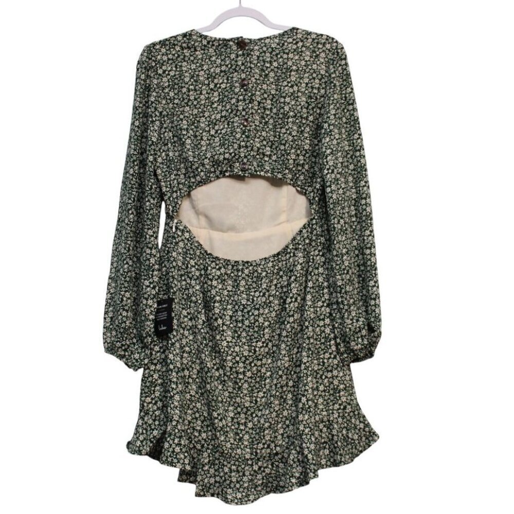 Lulus Mini Dress Size Large Green Floral Ruffle Feminine Dainty Blooming Darling - Picture 9 of 13